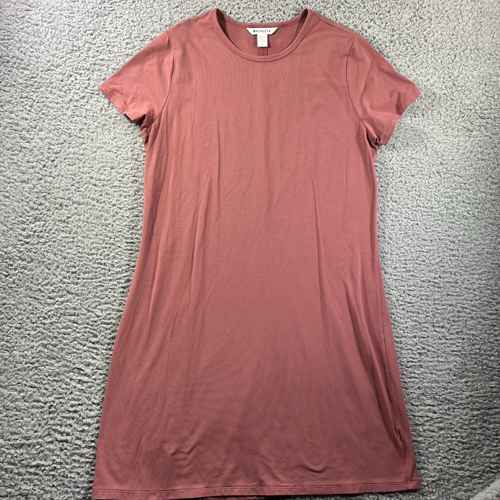 Athleta Essential Dress Womens Beige Supima Cotton Short A-Line T-Shirt Size L